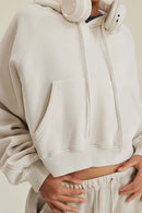 Raglan Fleece Cropped Hoodie - Gray Apricot