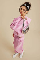 Raglan Fleece Cropped Hoodie - Rose Pink