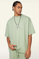 Oversized Cooling Raw-Edge Tech Tee - Halo Green