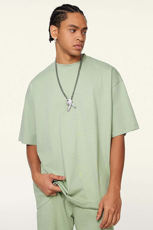 Oversized Cooling Raw-Edge Tech Tee - Halo Green