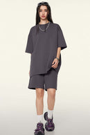 Oversized Cooling Raw-Edge Tech Tee - Raspberry Purple