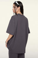Oversized Cooling Raw-Edge Tech Tee - Raspberry Purple