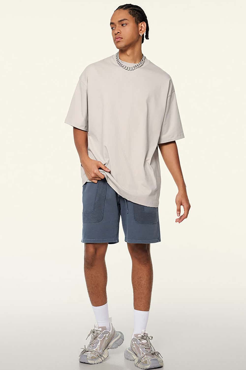 230g Cool-Touch Sports Solid Color Frayed Edge Loose-Fit Short Sleeve T-Shirt