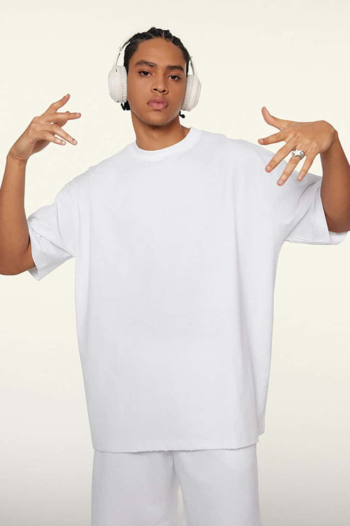 Oversized Cooling Raw-Edge Tech Tee - Teeth White