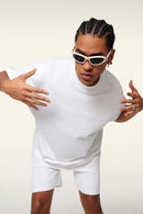 Oversized Cooling Raw-Edge Tech Tee - Teeth White
