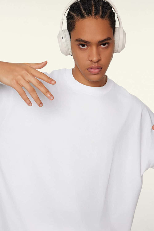 Oversized Cooling Raw-Edge Tech Tee - Teeth White