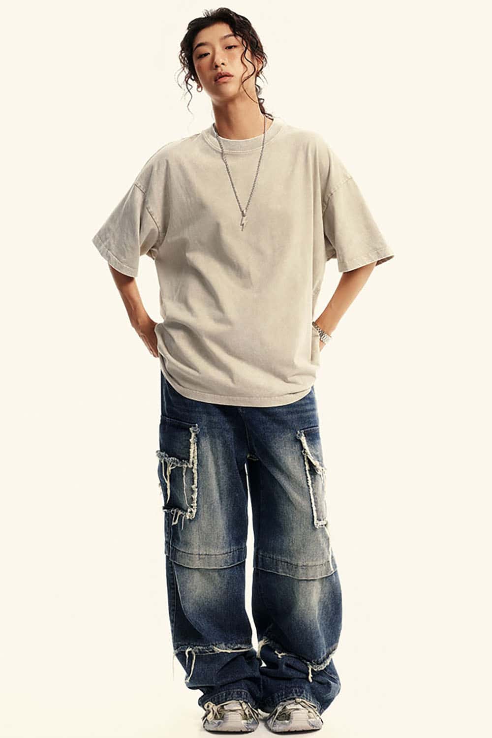Heavyweight Pure Cotton Wax-Dyed Washed Vintage Short Sleeve T-Shirt