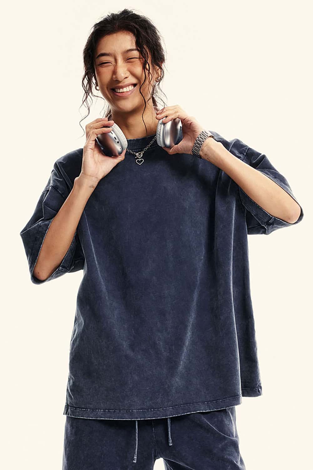 Heavyweight Pure Cotton Wax-Dyed Washed Vintage Short Sleeve T-Shirt