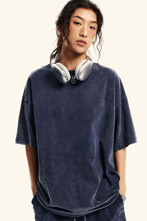 Heavyweight Wax-Dyed Vintage Cotton Tee - Vintage Royal Blue