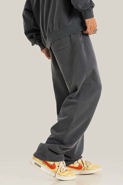 Vintage Wash Straight Sweatpants - Dark Gray