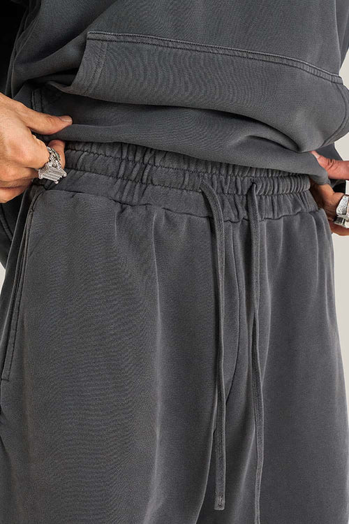 Vintage Wash Straight Sweatpants - Dark Gray
