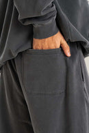 Vintage Wash Straight Sweatpants - Dark Gray