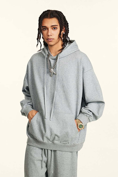 Heavyweight Solid Pullover Hoodie - Flower Gray