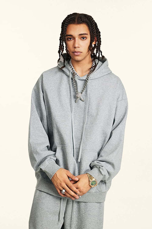 Heavyweight Solid Pullover Hoodie - Flower Gray