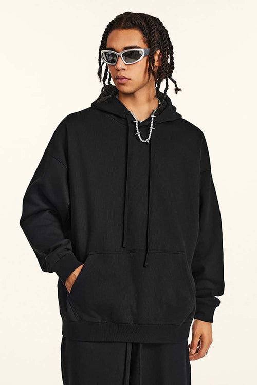 Heavyweight Solid Pullover Hoodie - Metallic Black