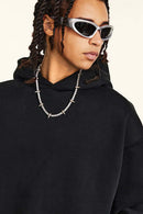 Fleece-Lined Invisible Zip Hoodie - Black
