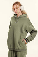 Fleece-Lined Invisible Zip Hoodie - Gray Camel