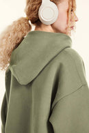 Fleece-Lined Invisible Zip Hoodie - Gray Camel