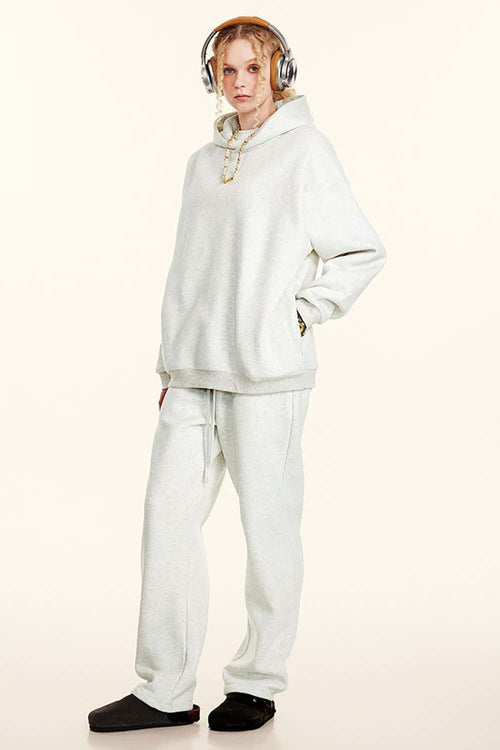 Fleece-Lined Invisible Zip Hoodie - Oat Gray