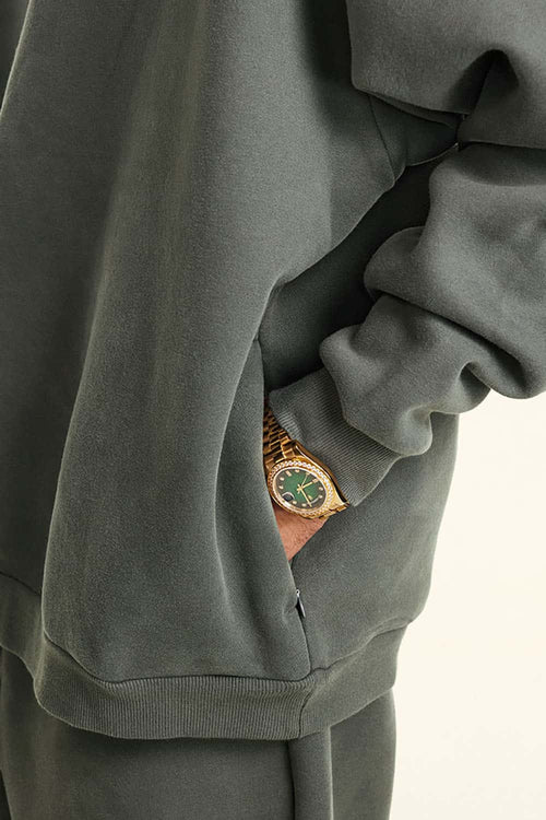 Fleece-Lined Invisible Zip Hoodie - Vitex Ash