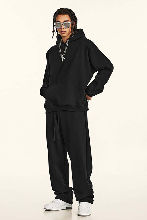 Heavyweight Fleece Solid Hoodie - Black
