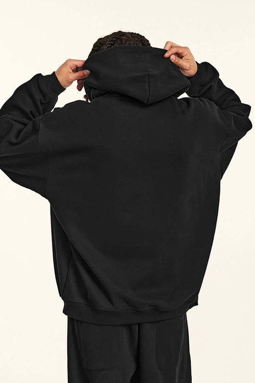 Heavyweight Fleece Solid Hoodie - Black