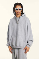 Heavyweight Fleece Solid Hoodie - Flower Gray