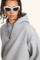 Heavyweight Fleece Solid Hoodie - Flower Gray