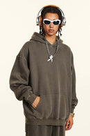 Washed Fleece Pullover Hoodie - Coffee