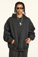 Washed Fleece Pullover Hoodie - Dark Gray