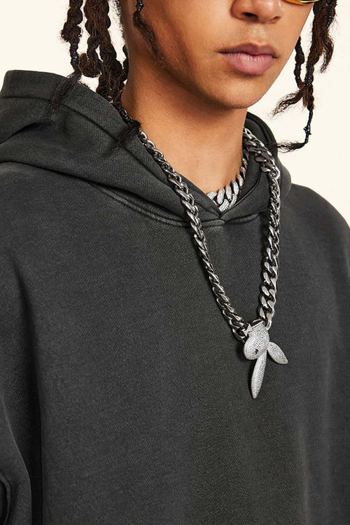Washed Fleece Pullover Hoodie - Dark Gray