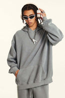 Washed Fleece Pullover Hoodie - Medium Gray