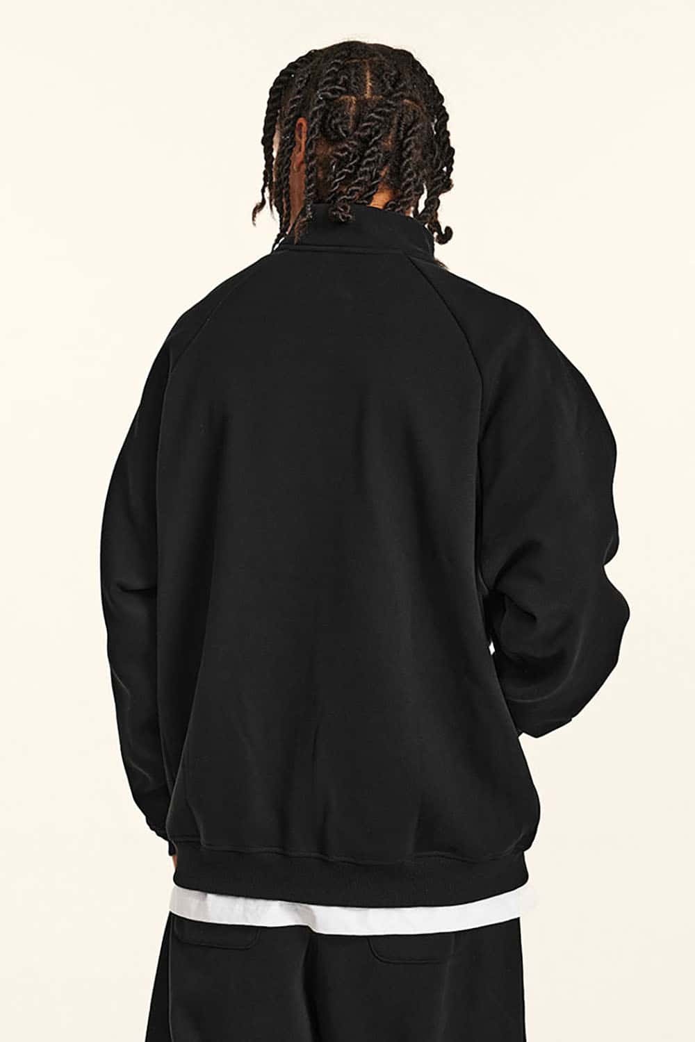 Loose-fit Solid Basic Fleece-Lined Zip-Up Hoodie Jacket