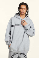 Washed Fleece Pullover Hoodie - Flower Gray