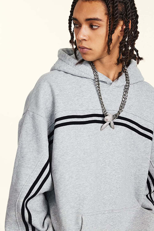 Washed Fleece Pullover Hoodie - Flower Gray