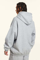 Washed Fleece Pullover Hoodie - Flower Gray