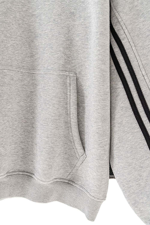 Washed Fleece Pullover Hoodie - Flower Gray