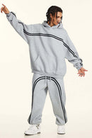 Washed Fleece Pullover Hoodie - Flower Gray