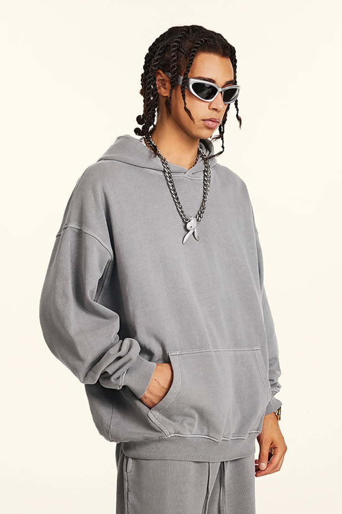 Heavyweight Washed Vintage Hoodie - Medium Gray