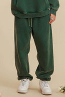 Washed Fleece Joggers - Blackish Green