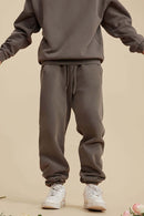 Vintage Washed Fleece Joggers - Coffee