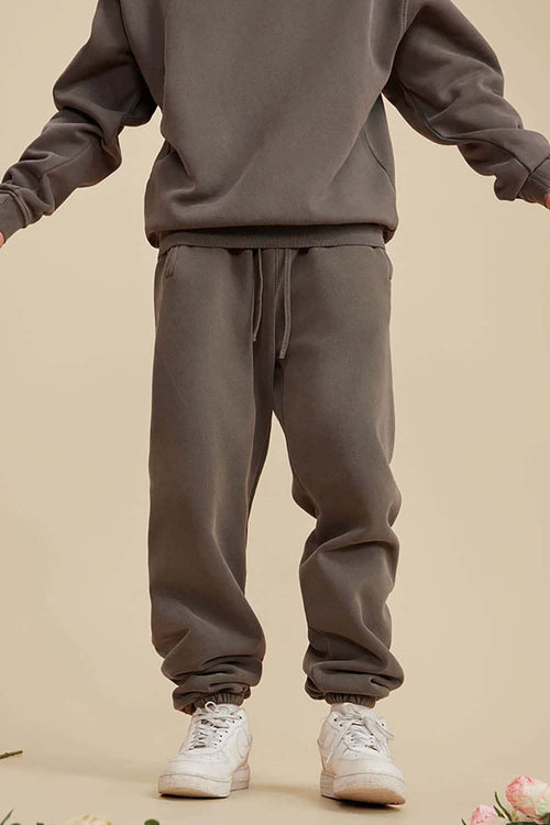 Vintage Washed Fleece Joggers - Coffee