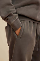 Vintage Washed Fleece Joggers - Coffee