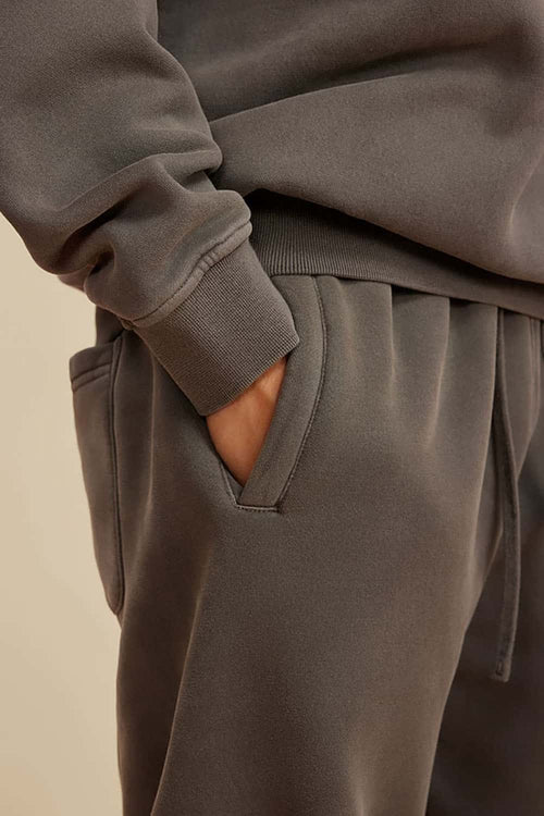 Vintage Washed Fleece Joggers - Coffee
