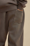 Vintage Washed Fleece Joggers - Coffee