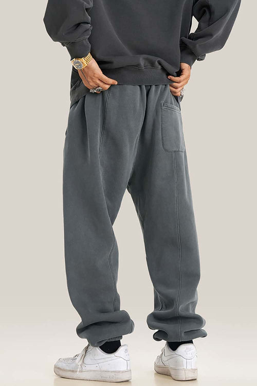 Vintage Washed Fleece Joggers - Dark Gray