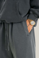 Vintage Washed Fleece Joggers - Dark Gray