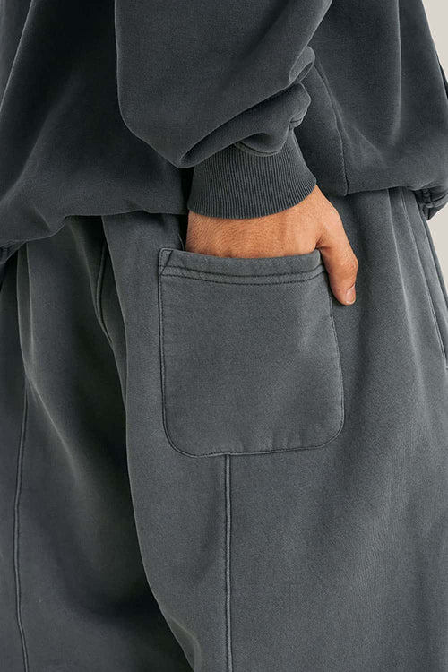 Vintage Washed Fleece Joggers - Dark Gray
