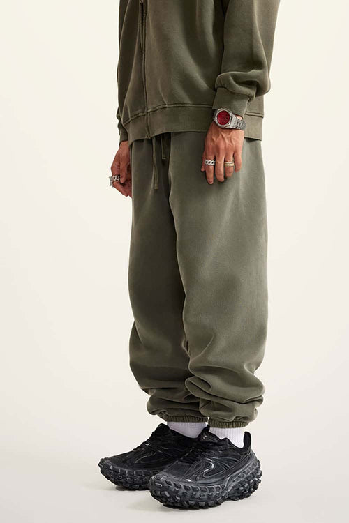 Vintage Washed Fleece Joggers - Grayish Green