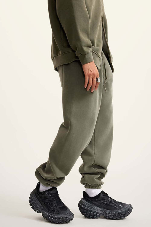 Vintage Washed Fleece Joggers - Grayish Green